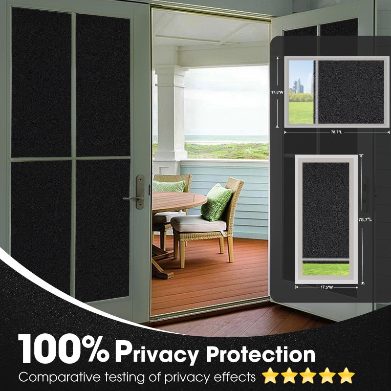 Coavas 100% Blackout Window Film UV Heat Blocking Window Privacy Film Room Darkening Frosted Glass Window Cover Static Cling Removable Window Tint for Home Day Sleep Bedroom (No Glue,35.4"W x 78.7"L) - Image 5